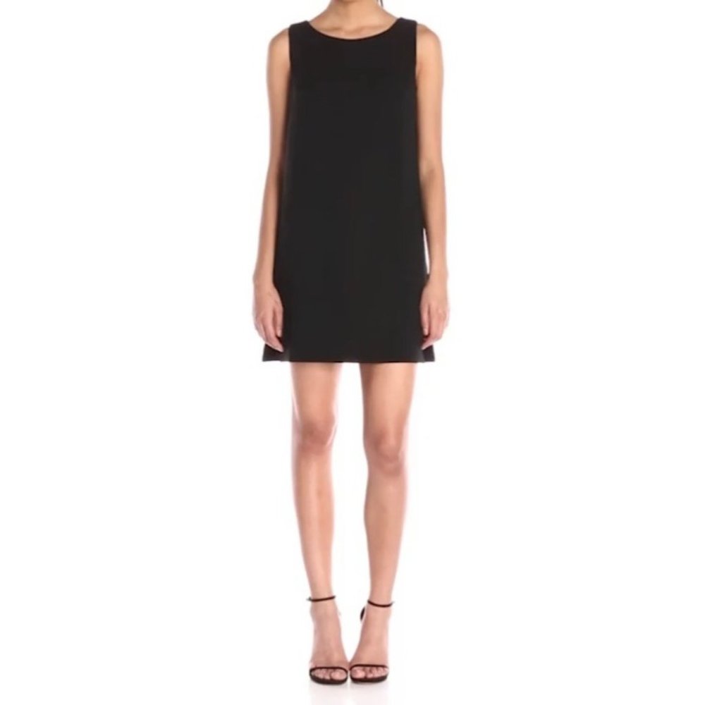 Trina Turk Brynne Black Front Overlay Sleeveless Shift Dress size 4